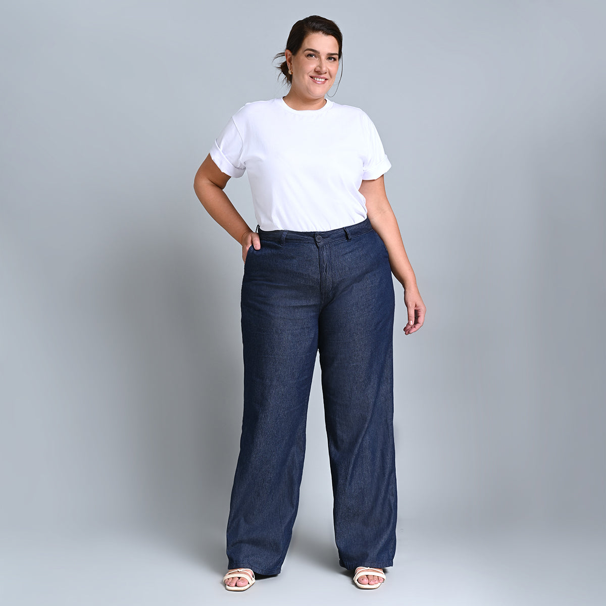 CALÇA FEMININA WIDE LEG PLUS SIZE - 39315